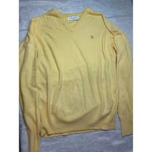 Vtg Christian Dior Paris  Monseur Yellow V Neck Sweater size large